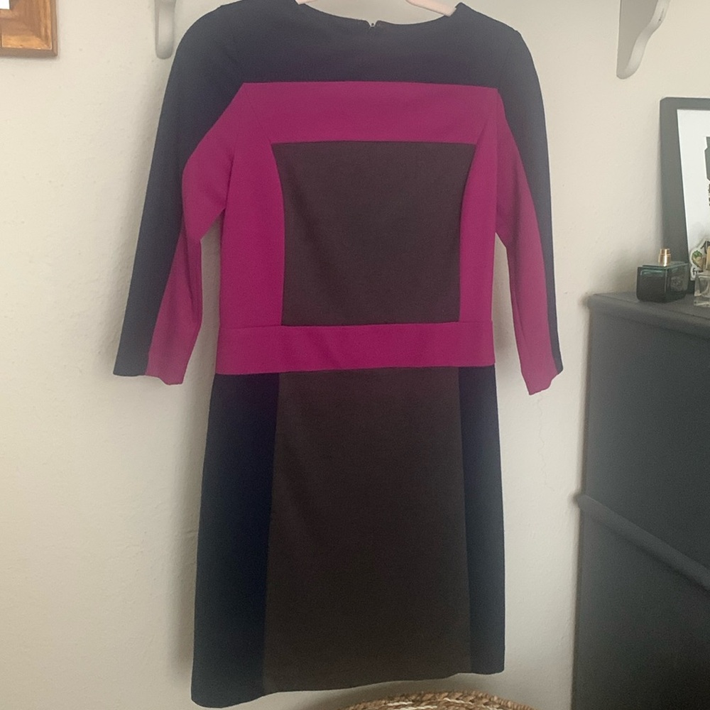Morgan Mcfeeters Color Block 3/4 Sleeve Shift Dress Size 4